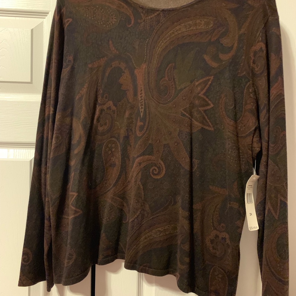 Brown paisley crew neck sweater. NWT Ralph Lauren